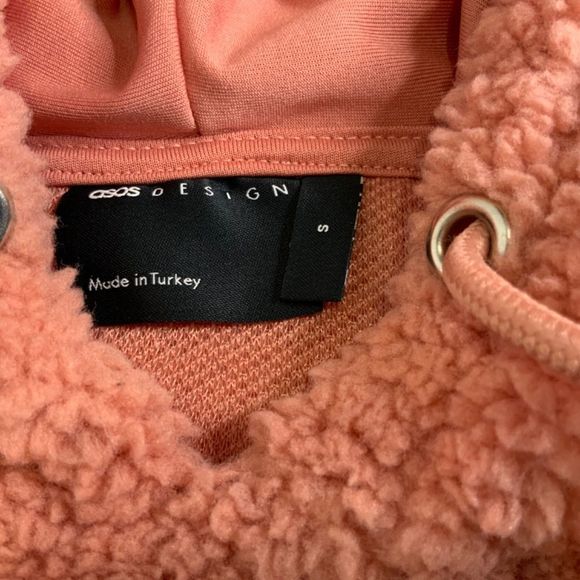 Asos Design Sherpa Hoodie Kangaroo Pocket Casual Top Sz S - Picture 4 of 7